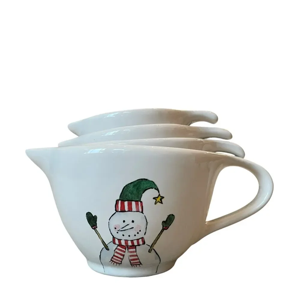 New Rae Dunn Snowman Christmas Nesting Measuring Cups 2023 Kitchen Baking